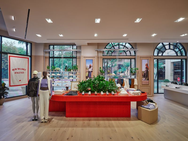 New Balance retail store main floor with arched window trim